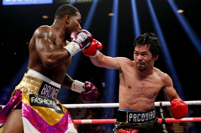 Manny Pacquiao & Adrien Broner during their Las Vegas in January 2019