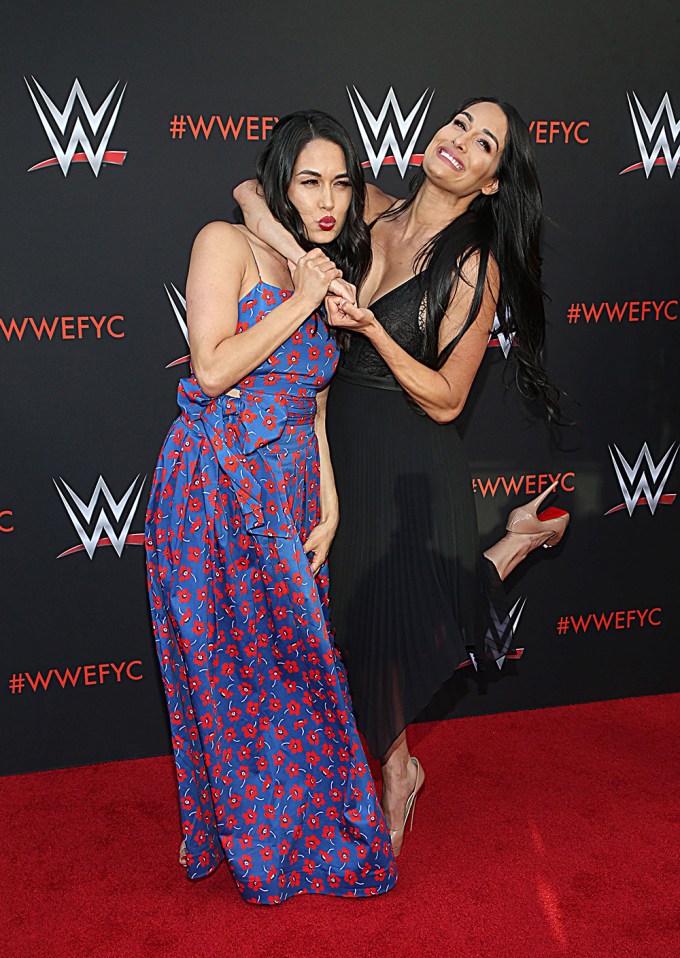 Brie & Nikki Garcia Goofing Off On A Red Carpet