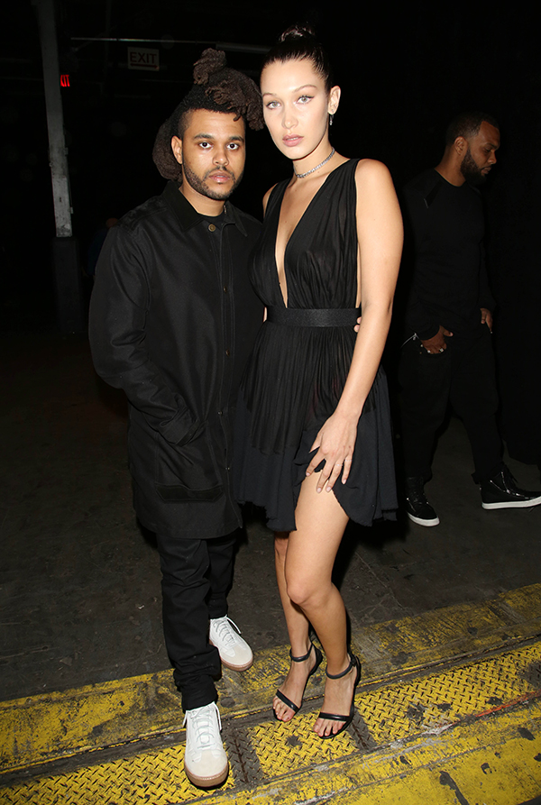 Bella Hadid & The Weeknd match in black outfits