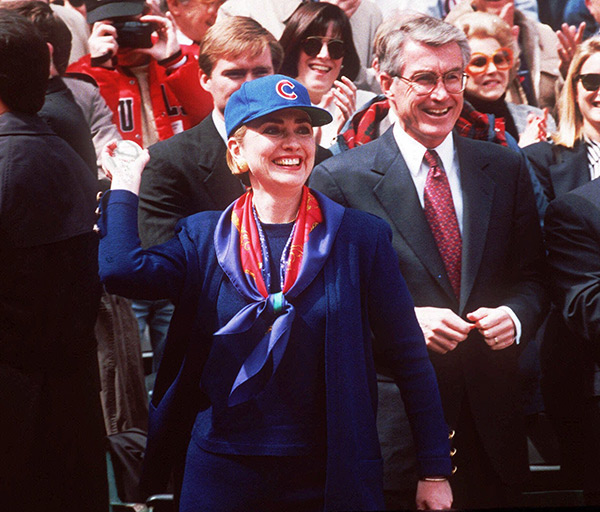 Hillary Clinton Wearing A Chicago Cubs Hat