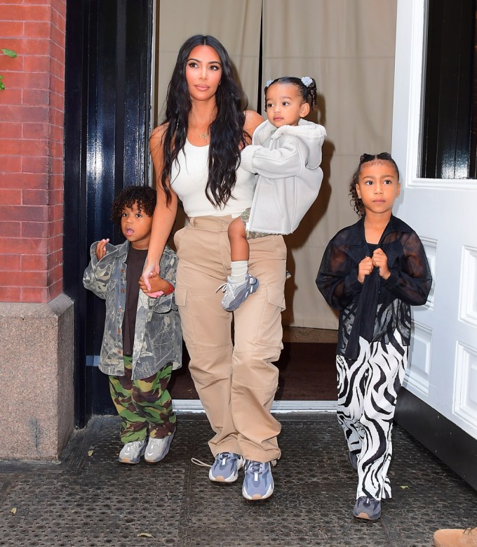 Kim Kardashian & Kids At Sunday Service