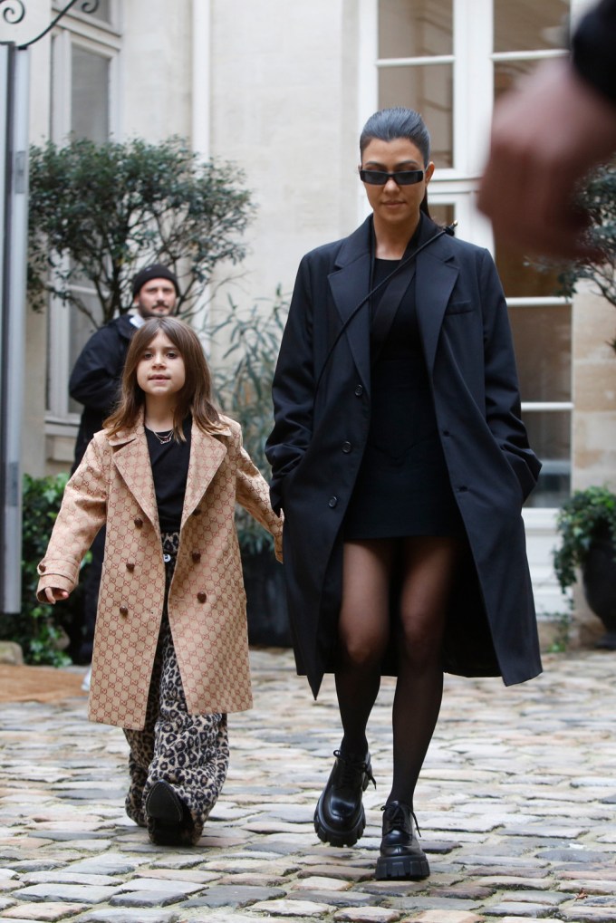 Kourtney Kardashian & Penelope Disick Walk Around Paris