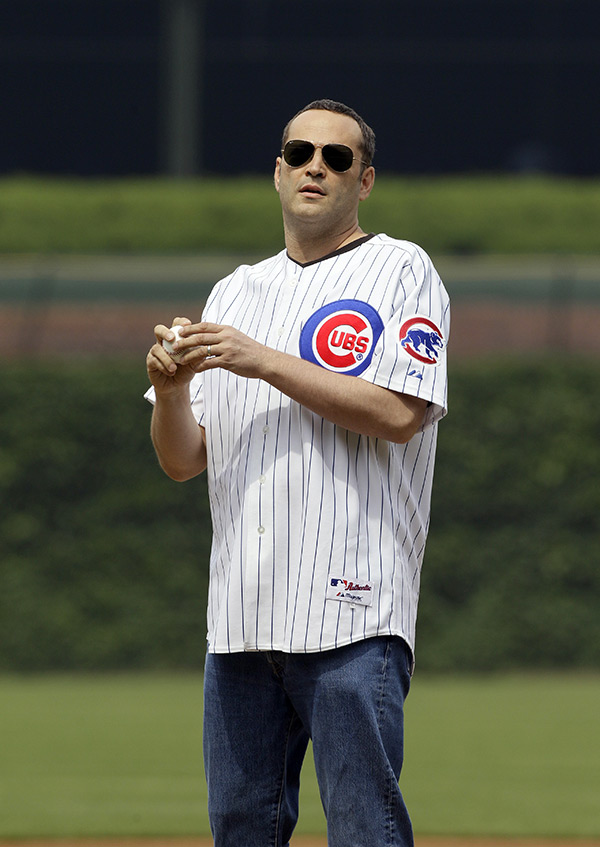 Vince Vaughn Throwing The First Pitch At A Cubs Game