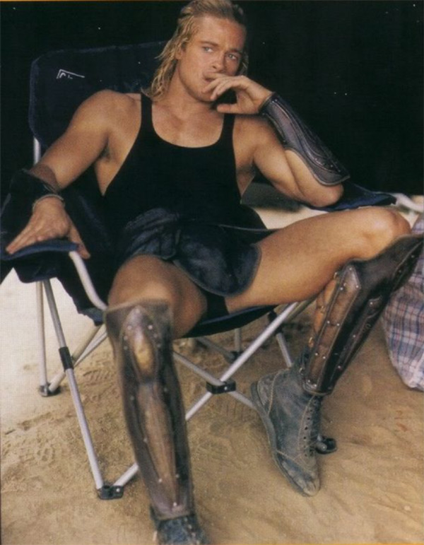 Brad Pitt sitting and looking sexy
