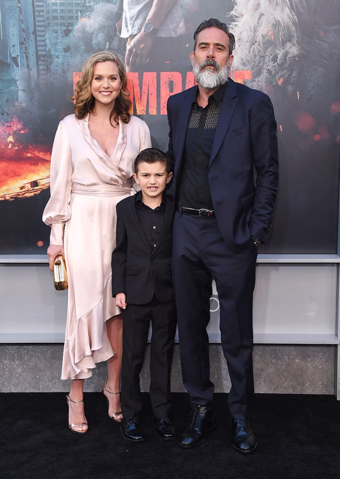 Hilarie Burton, Jeffrey Dean Morgan & son Gus at Warner Brothers ‘Rampage’ Premiere