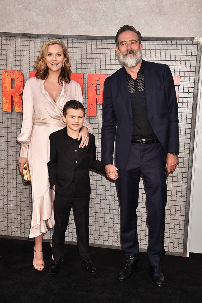 Jeffery Dean Morgan and Hilarie Burton with son Gus at the ‘Rampage’ premiere