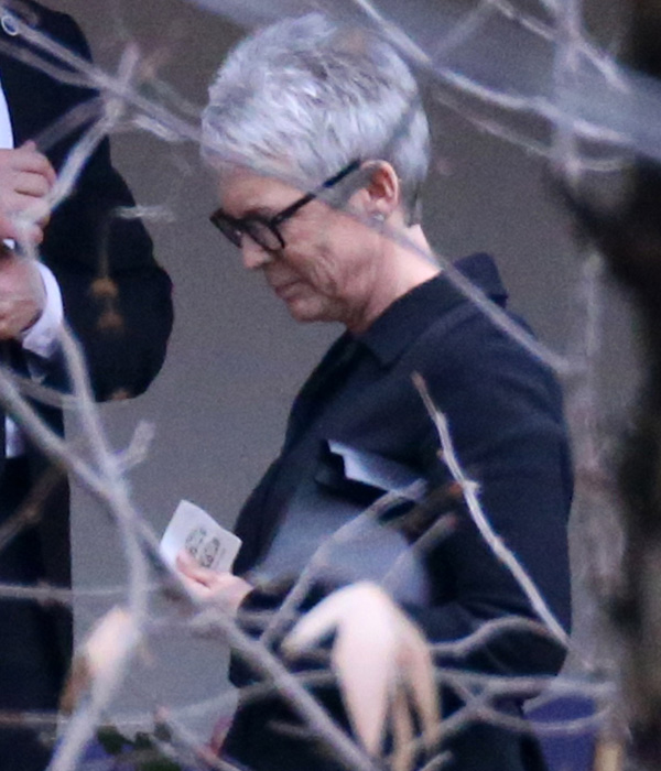 Jamie Lee Curtis leaves the Carrie Fisher and Debbie Reynolds memorial service held at the Fisher home in Beverly Hills, CA.