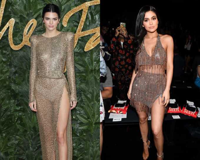 Kendall Jenner & Kylie Jenner’s Gold Sequin Dresses