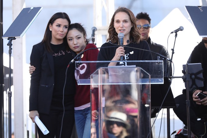 Natalie Portman, Eva Longoria & Constance Wu at the 2018 Women’s March in LA