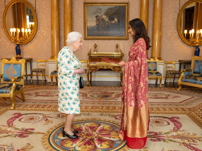 Queen Elizabeth II Has An Audience At Buckingham Palace