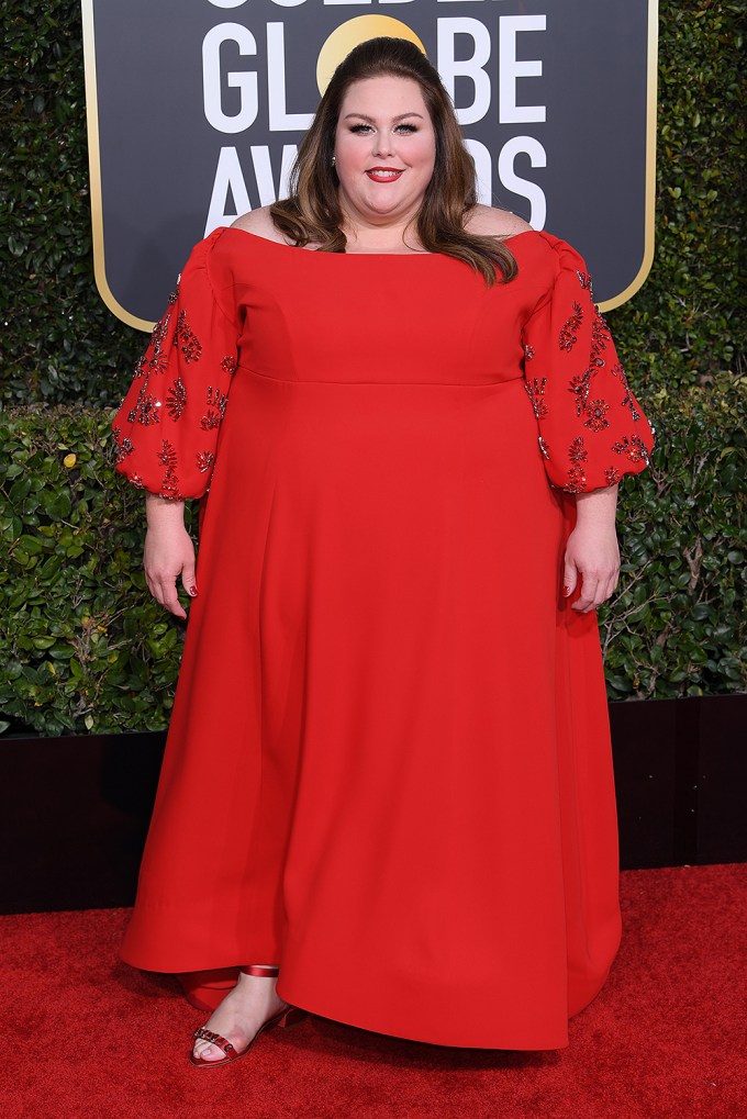 Chrissy Metz rocks a red gown
