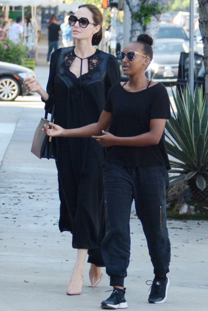 Zahara Jolie-Pitt out with her mom