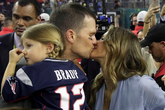 Tom Brady & Gisele Bundchen Kiss After Super Bowl Win