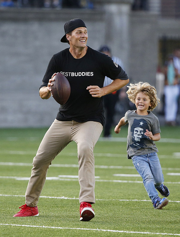 Tom Brady Playing Football With Kids