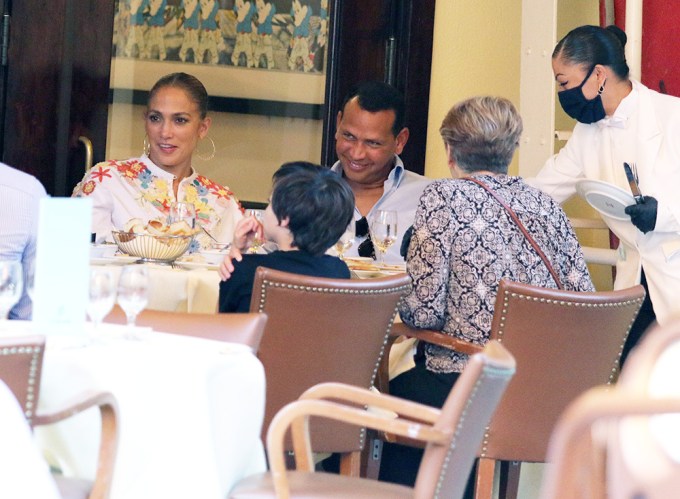 Jennifer Lopez and Alex Rodriguez enjoy dinner with family at Cipriani in NYC