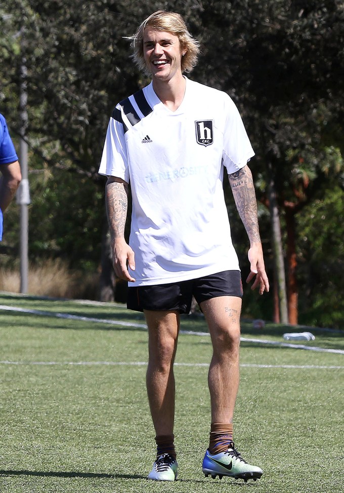 Justin Bieber plays some soccer