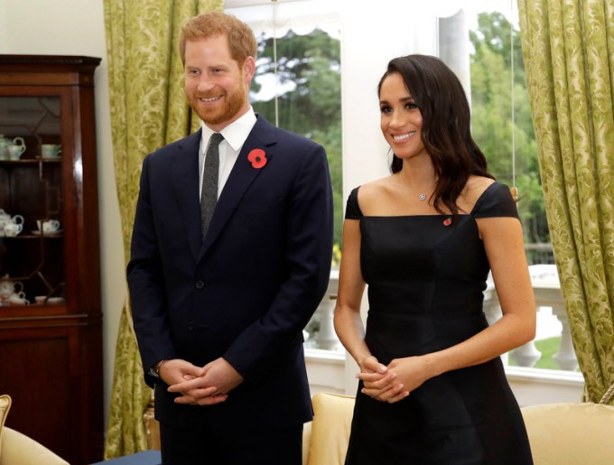 Prince Harry & Meghan Markle smile at Government House in Wellington