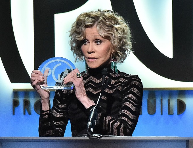 Jane Fonda with an award