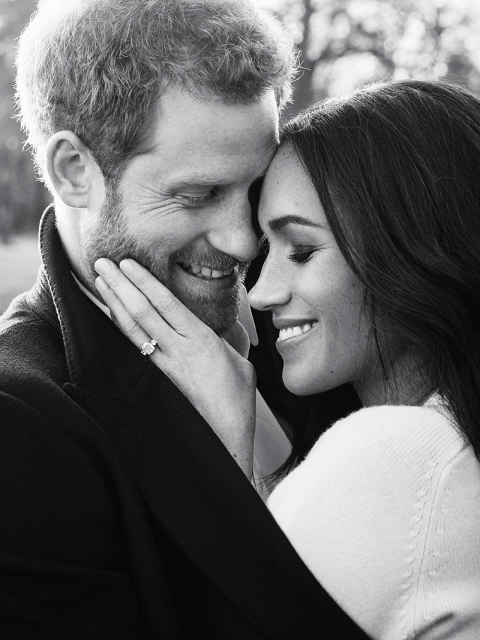 Meghan Markle & Prince Harry in an engagement portrait