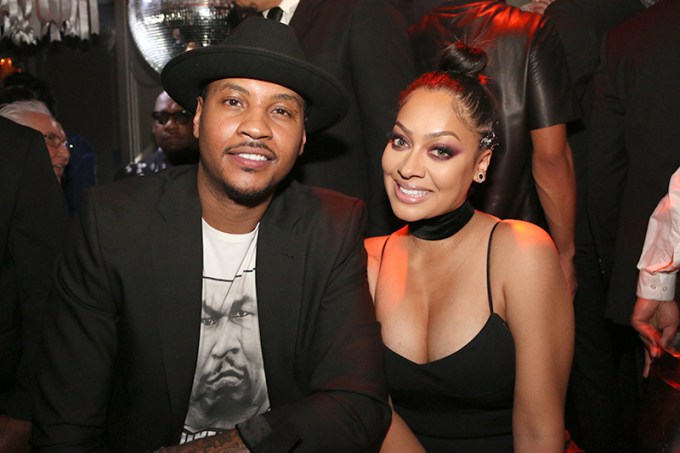Carmelo & La La Anthony at a party in New York
