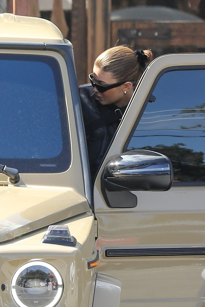Kylie Jenner Steps Outside Of Her Mercedes G-Wagon