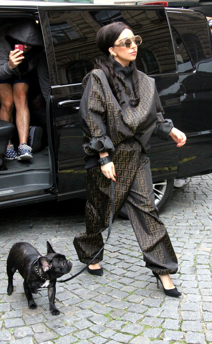 Lady Gaga with her dog