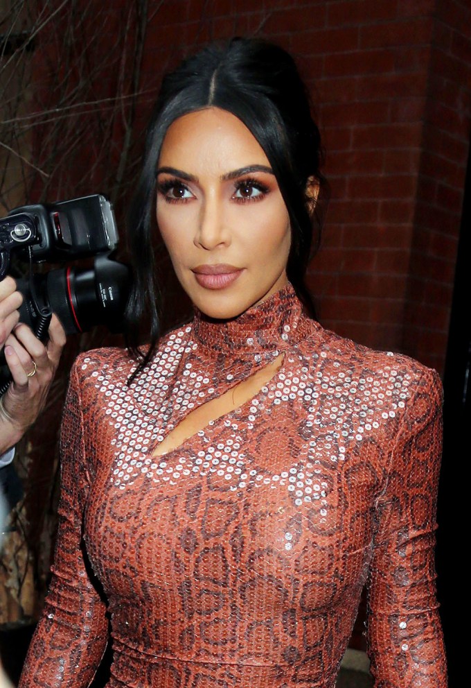 Kim Kardashian At New York Fashion Week On February 7, 2019