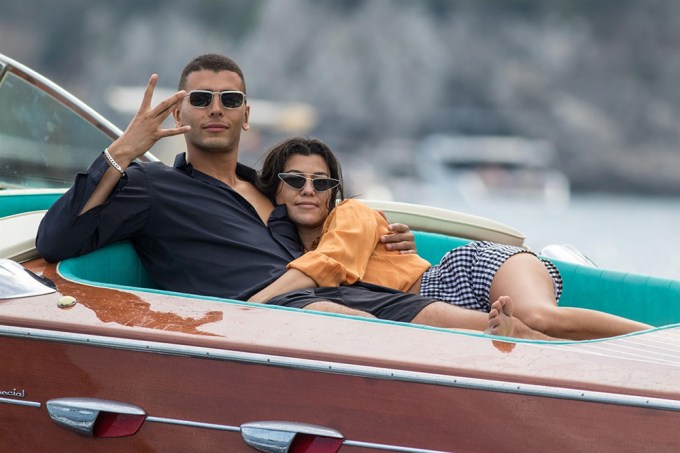 Kourtney Kardashian & Younes Bendjima Snuggling On A Yacht