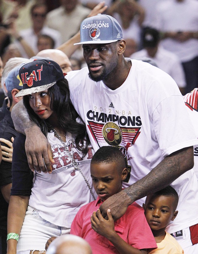 LeBron James With His Wife Savannah And Their Sons