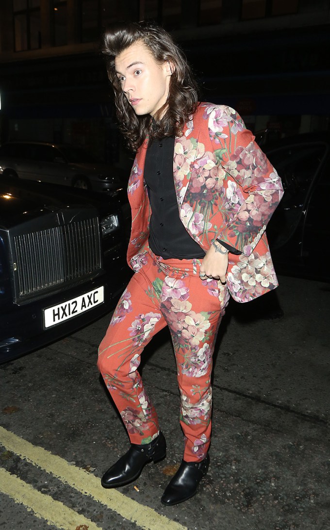 Harry Styles In A Red Floral Suit