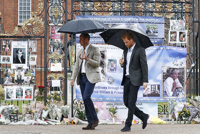 Prince William and Prince Harry at Princess Diana memorial