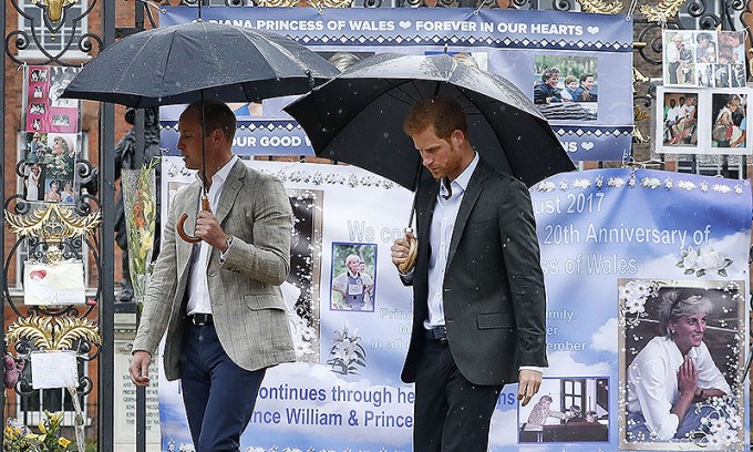 Prince William and Prince Harry leave their mom’s memorial