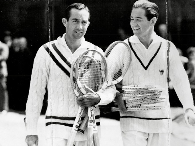 American Tennis Player Bobby Riggs (right) With Cooke (left) Robert Larimore ‘bobby’ Riggs (february 25 1918 Oo October 25 1995) Was An American 1930soo40s Tennis Player Who Was The World No. 1 Or The Co-world No. 1 Player For Three Years First As