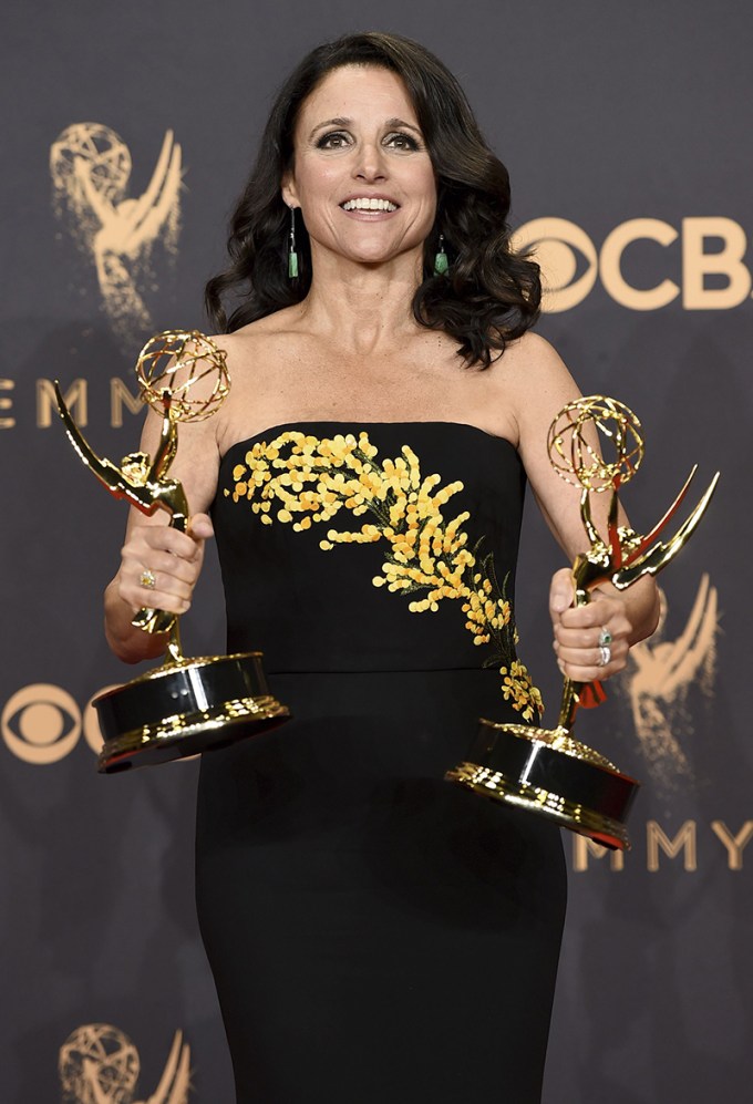 Julia Louis-Dreyfus Proudly Holds Up Her Emmy Awards
