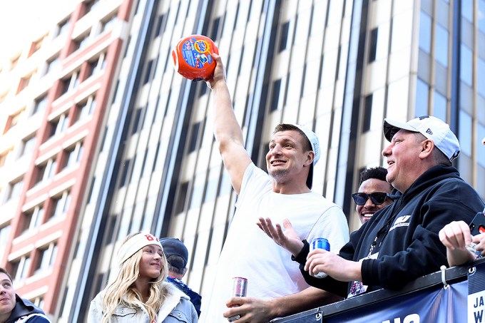Rob Gronkowski at the Patriots Super Bowl LIII victory parade