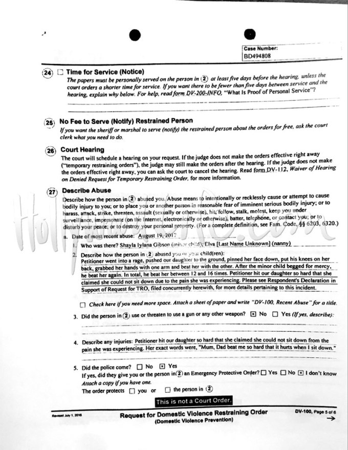 Tyrese Gibson Court Documents
