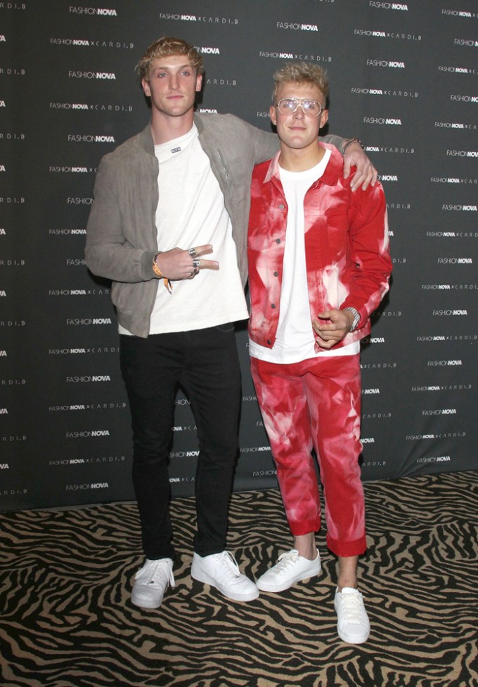Logan Paul With Brother Jake Paul At Fashion Nova x Cardi B Collection Launch Event