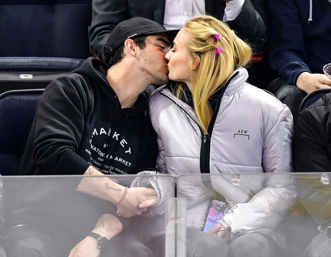 Joe Jonas & Sophie Turner at an NHL hockey game in New York