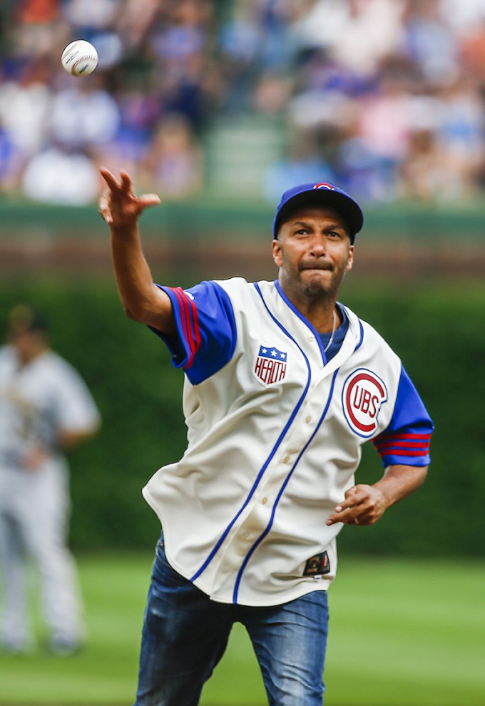 Tom Morello Throwing The First Pitch At A Cubs Game