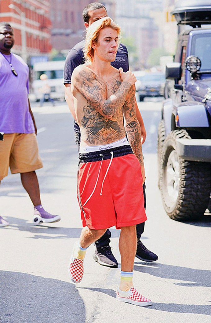Justin Bieber In Red Shorts