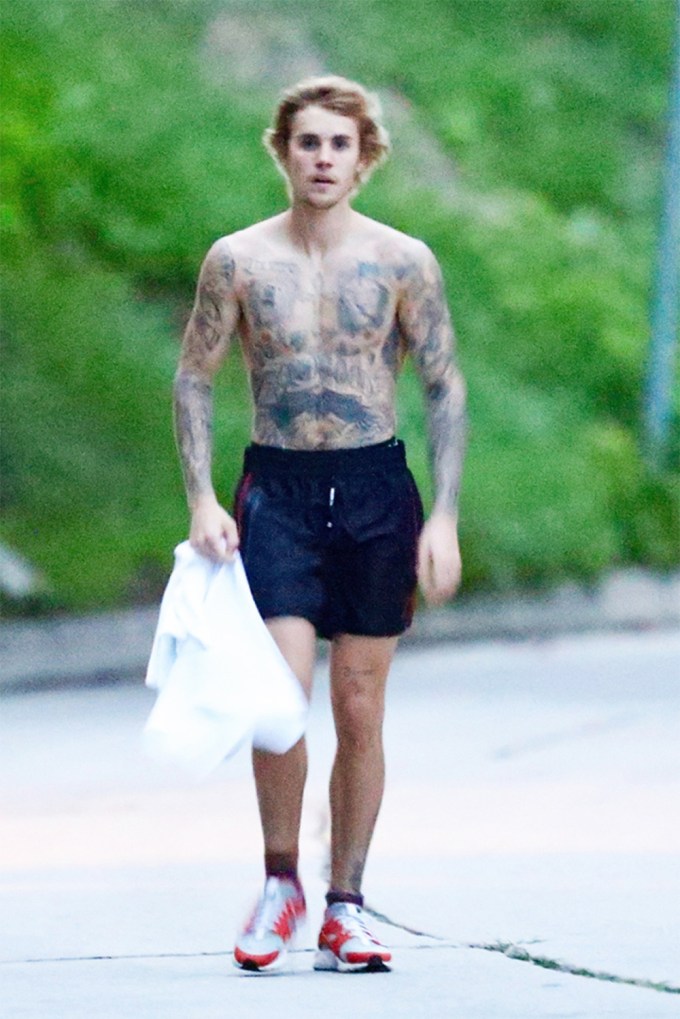 Justin Bieber in Black Shorts