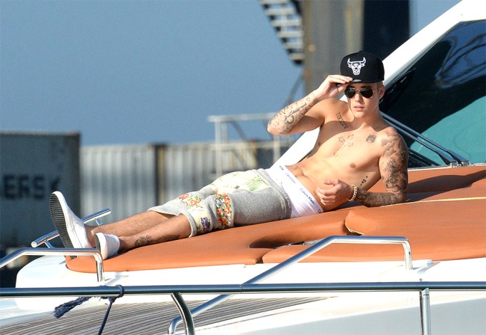 Justin Bieber On A Yacht