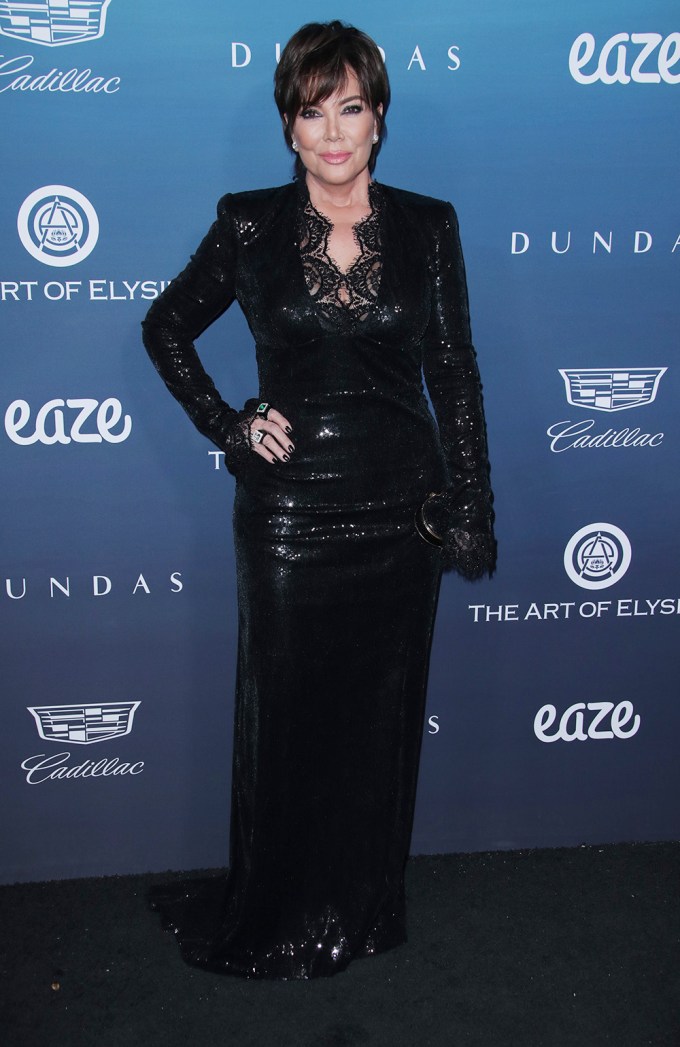 Kris Jenner rocks a curve-hugging black sequin gown