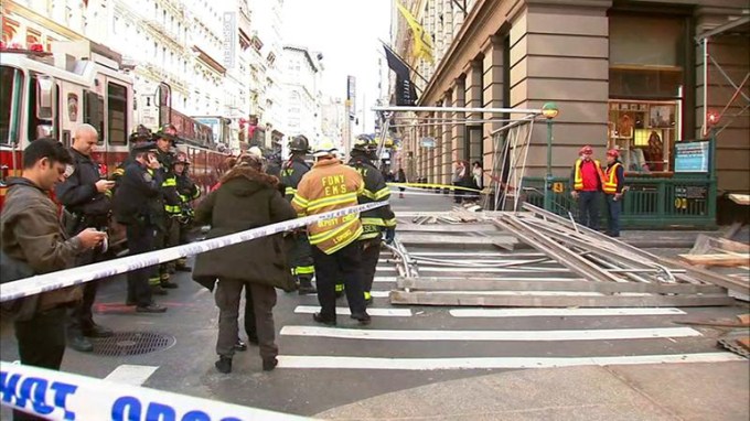 Scaffolding Collapses On NYC Street