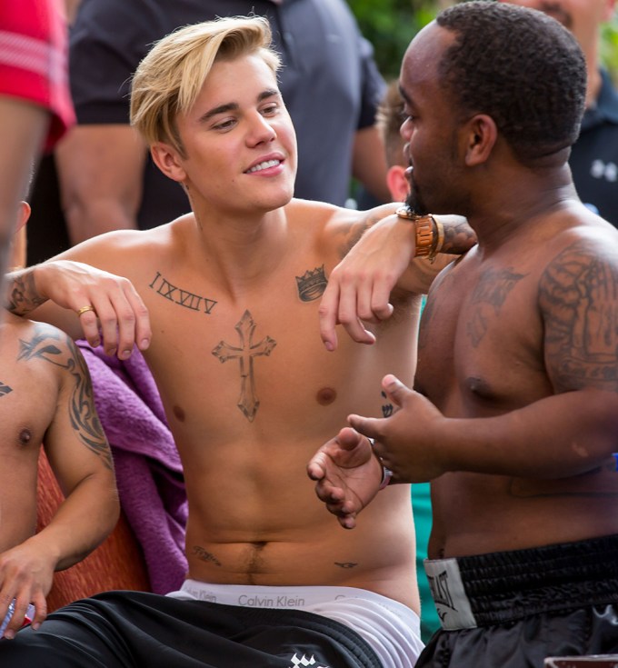 Justin Bieber At A Pool Party