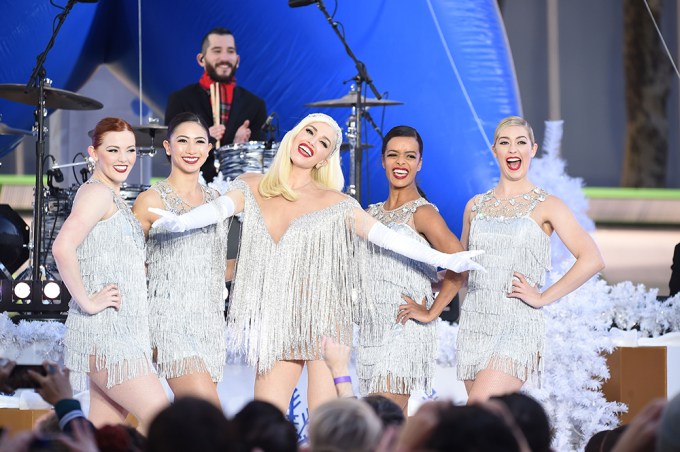Gwen Stefani records her performance for the Macy’s Thanksgiving Day Parade in NYC.