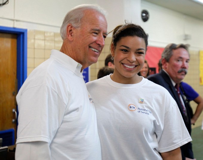 Jordin Sparks poses with Joe Biden