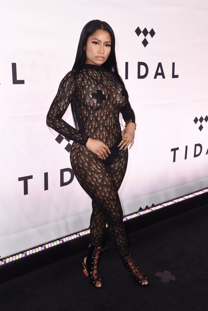 Nicki Minaj Rocks A Lace Bodysuit