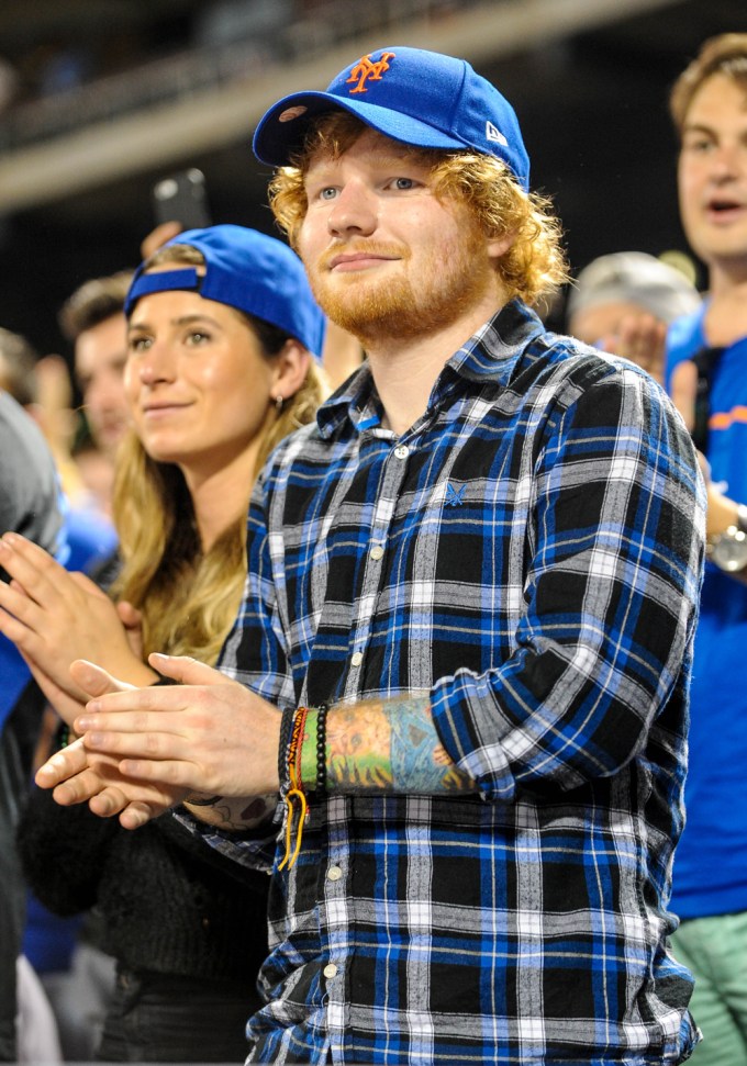 Ed Sheeran & Cherry Seaborn Attend A Baseball Game
