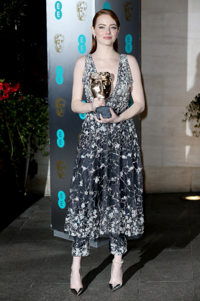 Emma Stone With Her BAFTA Award